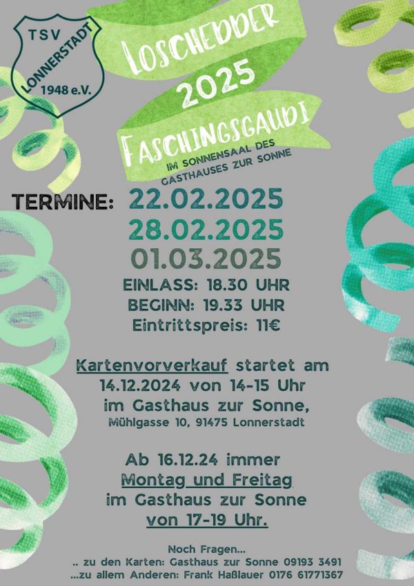 TSV Lonnerstadt Faschingsgaudi 2025