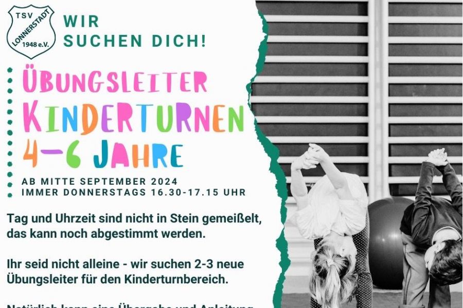 Wir suchen Dich: Übungsleiter/in KINDERTURNEN